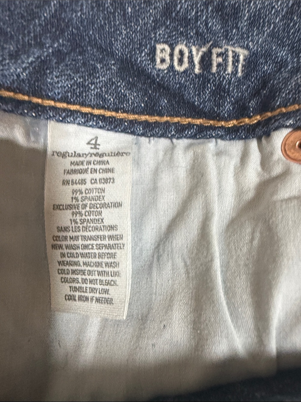 American Eagle Light Blue Wash Boy Fit Distressed Denim Jeans SKU1555 - Picture 5 of 12